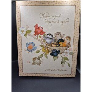 Vintage Keeping In Touch Greeting Card Organizer Bird Illustration  Monthly Tabs